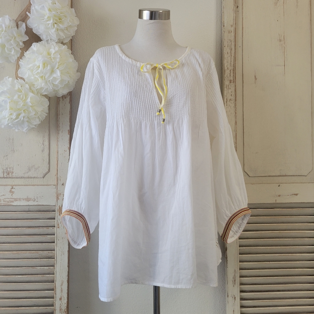 Nolita  North little Italy "What are you looking for" white boho top, size mediu